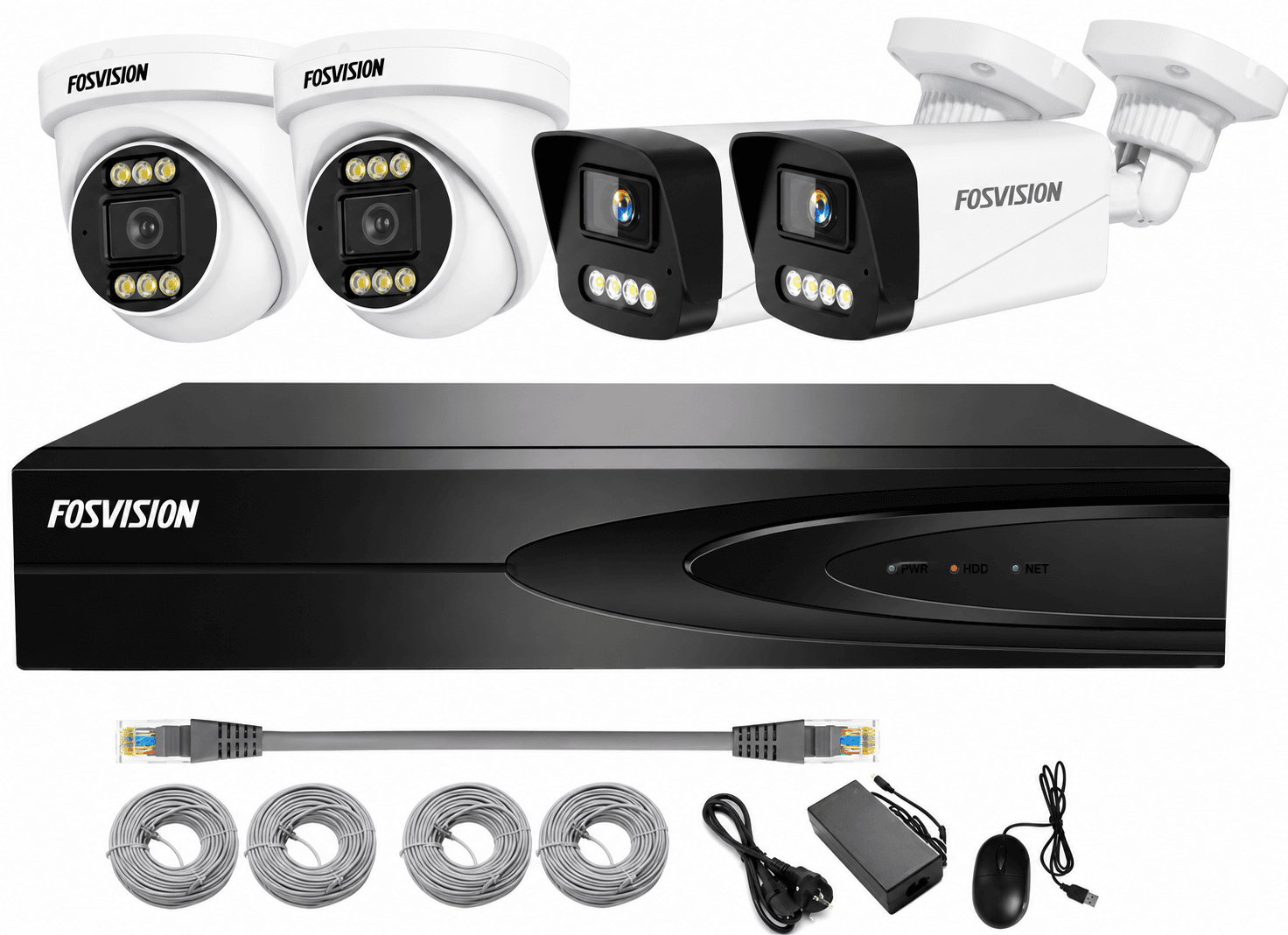 Kit de vidéosurveillance FOSVISION IP 8MP (4K) – 4 Caméras avec NVR
