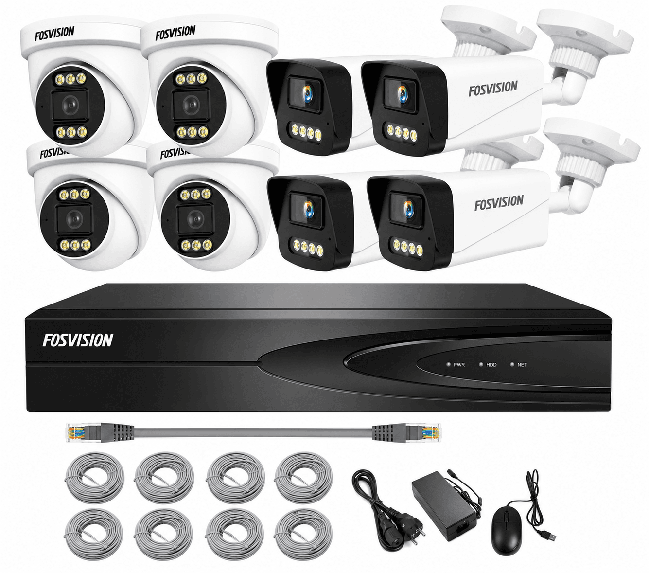 Kit de vidéosurveillance FOSVISION IP 8MP (4K) – 8 Caméras avec NVR